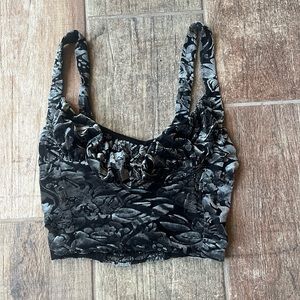 Urban Outfitters cropped sliver and black velvet tank